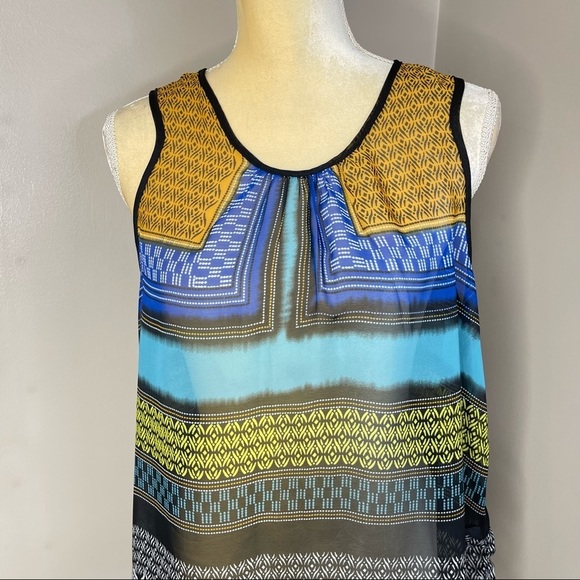 August Silk Options Women Sz Small Multicolored Chiffon Semi Sheers Top - Picture 10 of 12